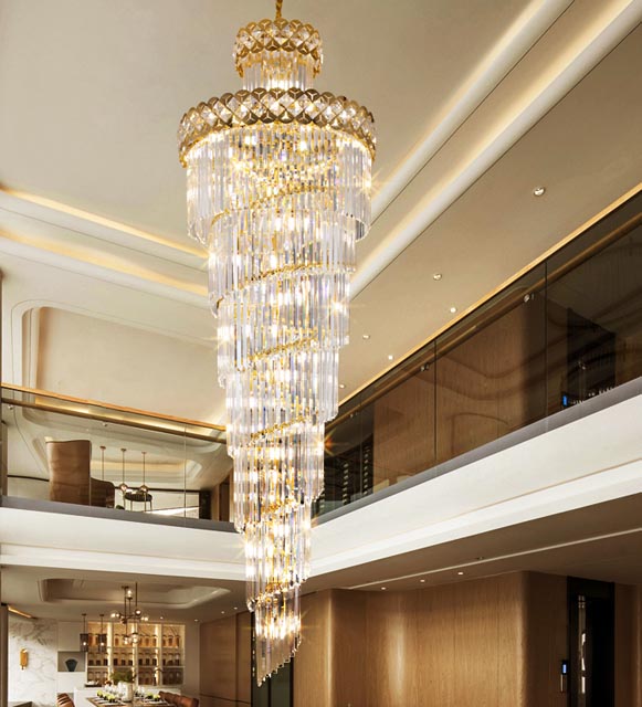 All-crystal luster kreatívne villa schodisko závesné prispôsobenie led lustre